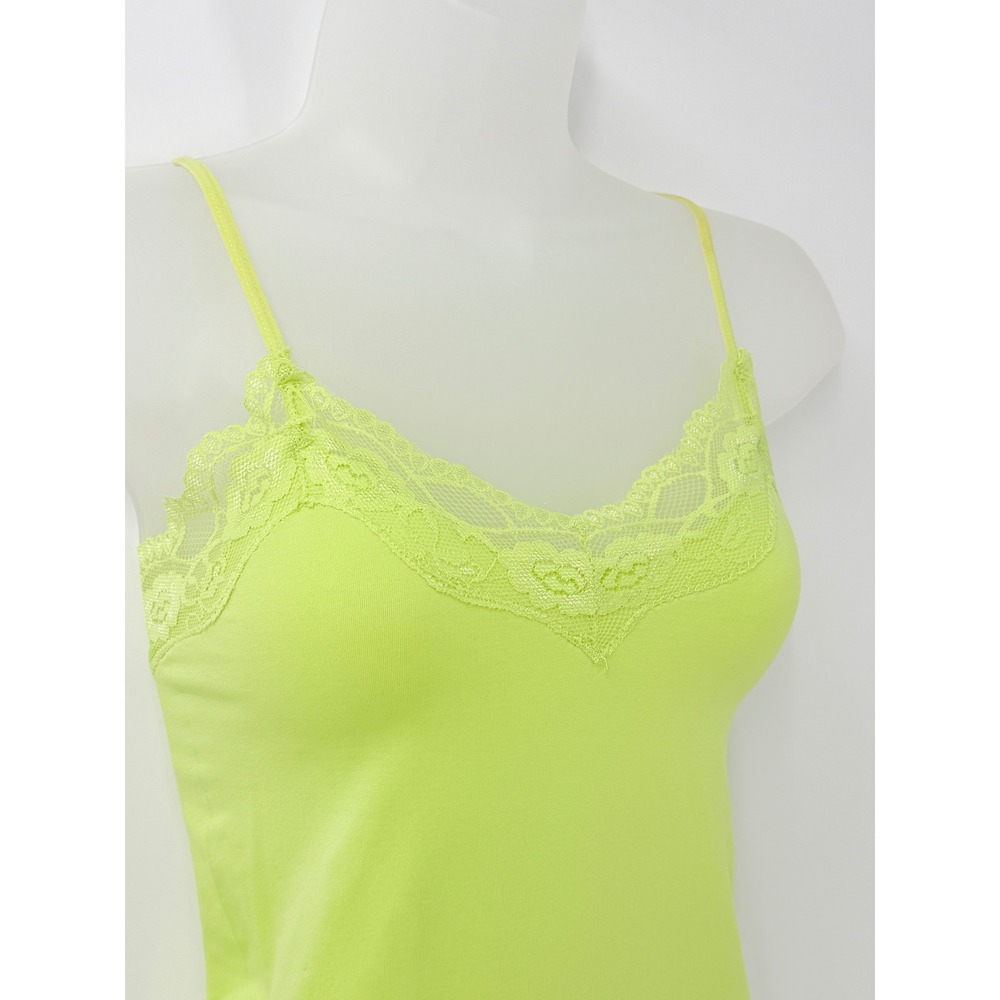 vtg y2k Bongo Neon Lace Trim Cami Tank Top womens sz L rave fairy grunge club